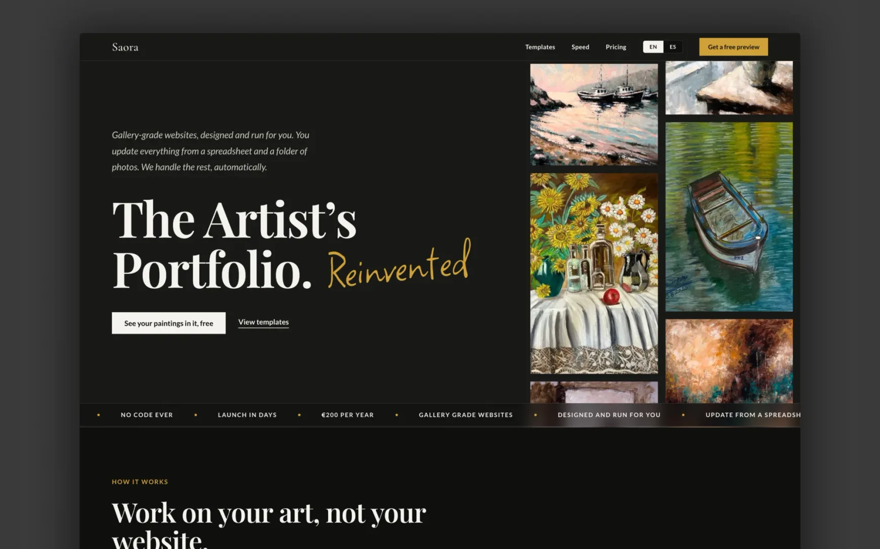 The saora.co website